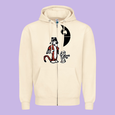 Hobbes And Calvin Zipper Hoodie Designed By Artisfamous