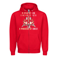 Red child of god woman of faith warrior of christ Zipper Hoodie - artisFamous