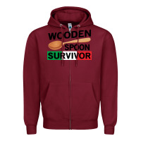 Burgundy funny wooden spoon survivor Zipper Hoodie - artisFamous