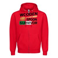 Red funny wooden spoon survivor Zipper Hoodie - artisFamous