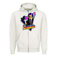 Oatmeal Heather scream horror movie Zipper Hoodie - artisFamous
