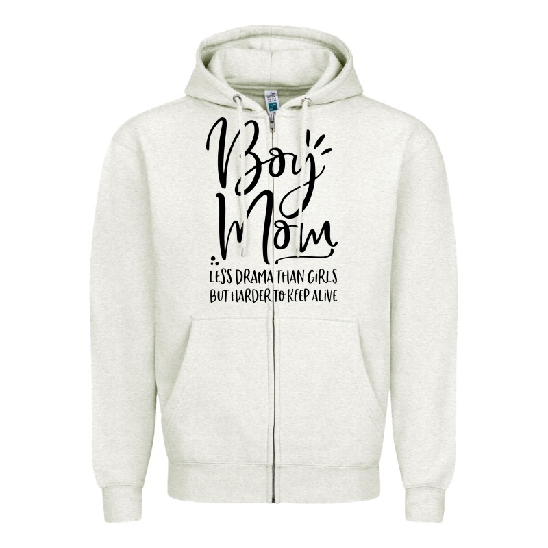 Boy Mom Less Drama Than Girls But Harder To Zipper Hoodie by artisFamous | Teevron