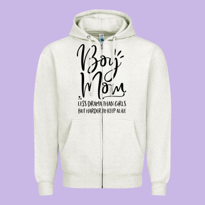 Boy Mom Less Drama Than Girls But Harder To Zipper Hoodie Designed By Artisfamous