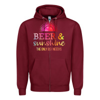 Burgundy the only bs i need is beer sunshine Zipper Hoodie - artisFamous