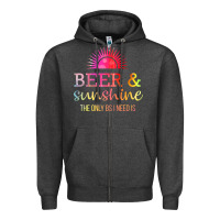 Charcoal Heather the only bs i need is beer sunshine Zipper Hoodie - artisFamous