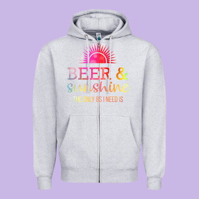 The Only Bs I Need Is Beer Sunshine Zipper Hoodie Designed By Artisfamous