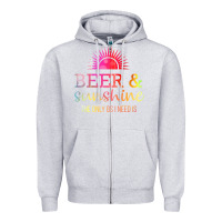 Heather Grey the only bs i need is beer sunshine Zipper Hoodie - artisFamous