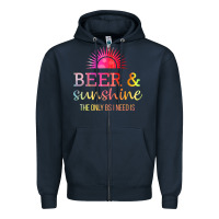 Navy the only bs i need is beer sunshine Zipper Hoodie - artisFamous