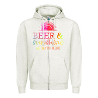 Oatmeal Heather the only bs i need is beer sunshine Zipper Hoodie - artisFamous