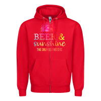Red the only bs i need is beer sunshine Zipper Hoodie - artisFamous