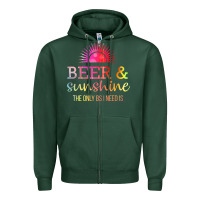 Sports Green the only bs i need is beer sunshine Zipper Hoodie - artisFamous