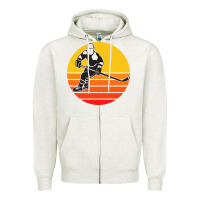 Oatmeal Heather Hockey 1 Zipper Hoodie - artisFamous