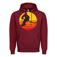Burgundy Hockey 1 Zipper Hoodie - artisFamous