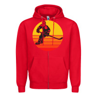 Red Hockey 1 Zipper Hoodie - artisFamous