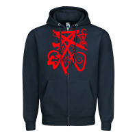 Navy lucifer calligraphy 2 Zipper Hoodie - artisFamous