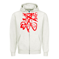 Oatmeal Heather lucifer calligraphy 2 Zipper Hoodie - artisFamous