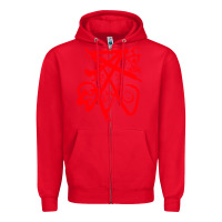 Red lucifer calligraphy 2 Zipper Hoodie - artisFamous
