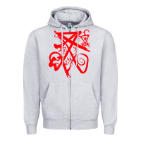 Heather Grey lucifer calligraphy 2 Zipper Hoodie - artisFamous