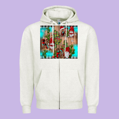 Ho Ho Ho Gnome Zipper Hoodie Designed By Jahusdesignshop