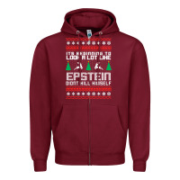 Burgundy epstein didnt kill himself christmas Zipper Hoodie - artisFamous