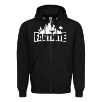 Black fartnite Zipper Hoodie - artisFamous