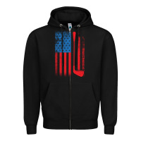 Black Golf with USA Flag Zipper Hoodie - artisFamous