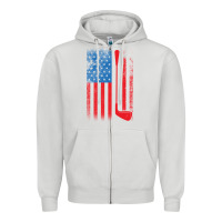 Dove Grey Golf with USA Flag Zipper Hoodie - artisFamous