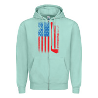 Seafoam Golf with USA Flag Zipper Hoodie - artisFamous
