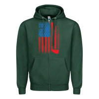 Sports Green Golf with USA Flag Zipper Hoodie - artisFamous