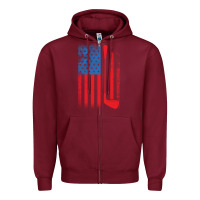 Burgundy Golf with USA Flag Zipper Hoodie - artisFamous