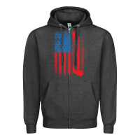 Charcoal Heather Golf with USA Flag Zipper Hoodie - artisFamous