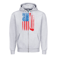 Heather Grey Golf with USA Flag Zipper Hoodie - artisFamous