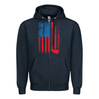 Navy Golf with USA Flag Zipper Hoodie - artisFamous