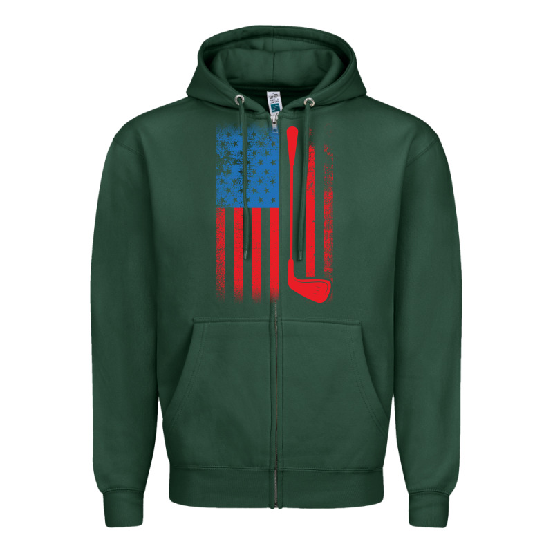 Golf With Usa Flag Zipper Hoodie by artisFamous | Teevron