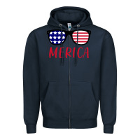 Navy Merica Usa Flag Sunglasses 4th Of July Zipper Hoodie - artisFamous