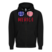 Black Merica Usa Flag Sunglasses 4th Of July Zipper Hoodie - artisFamous
