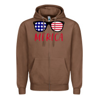 Chestnut Merica Usa Flag Sunglasses 4th Of July Zipper Hoodie - artisFamous
