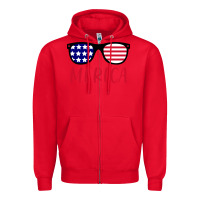 Red Merica Usa Flag Sunglasses 4th Of July Zipper Hoodie - artisFamous