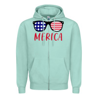 Seafoam Merica Usa Flag Sunglasses 4th Of July Zipper Hoodie - artisFamous