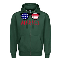Sports Green Merica Usa Flag Sunglasses 4th Of July Zipper Hoodie - artisFamous