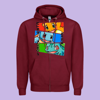 Kanto Starters Zipper Hoodie Designed By Artisfamous