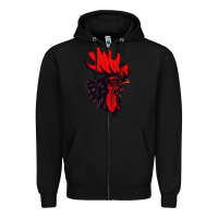 Black rooster Zipper Hoodie - artisFamous