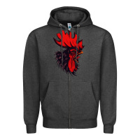 Charcoal Heather rooster Zipper Hoodie - artisFamous