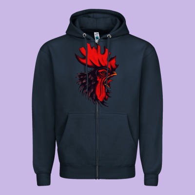 Rooster Zipper Hoodie Designed By Artisfamous