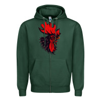Sports Green rooster Zipper Hoodie - artisFamous