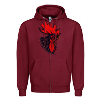 Burgundy rooster Zipper Hoodie - artisFamous