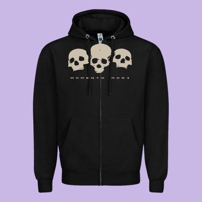 Memento Mori Three Skulls Zipper Hoodie Designed By Artisfamous