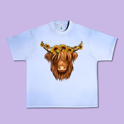 Sunflower Headband Highland Cow Urban Heavy Tee Designed By Jasminsmagicworld