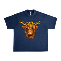 Navy sunflower headband highland cow Urban Heavy Tee - Jasminsmagicworld