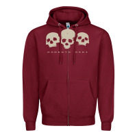 Burgundy memento mori three skulls Zipper Hoodie - artisFamous